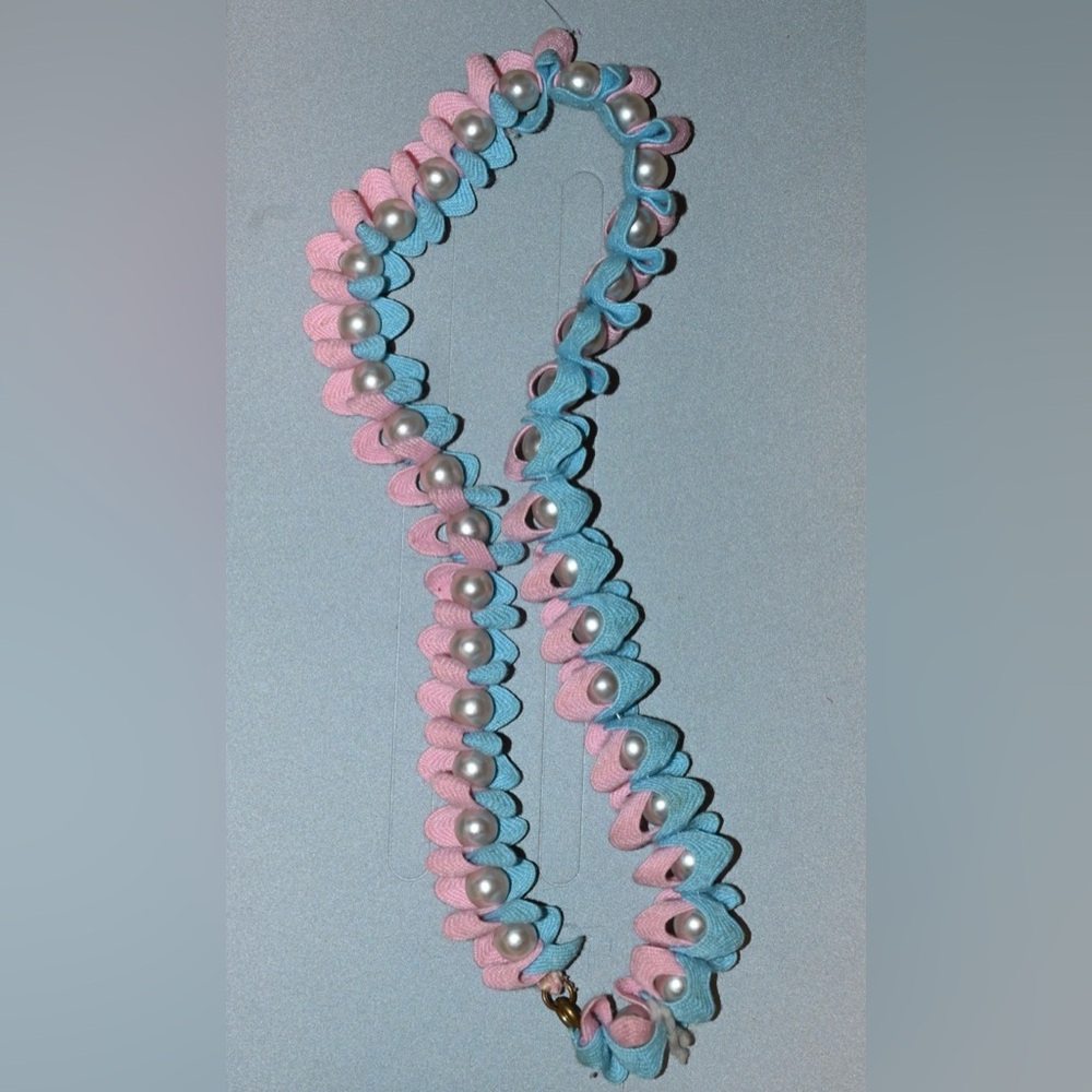 Chic Pink and Blue Pearl Necklace